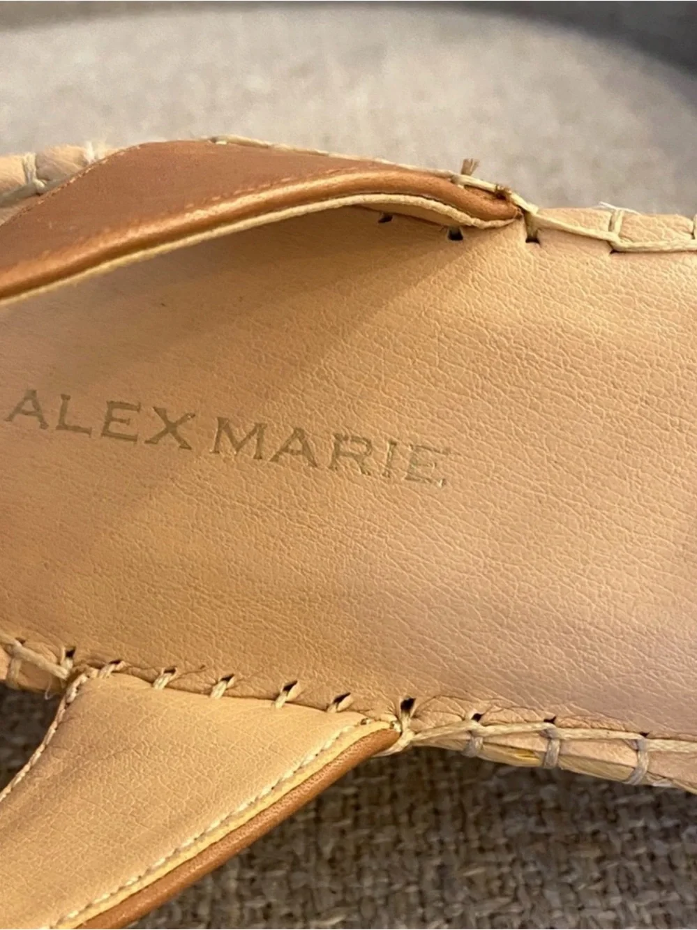 Alex Marie Rhinestone Espadrille Wedge Sandals Tan 6.5M